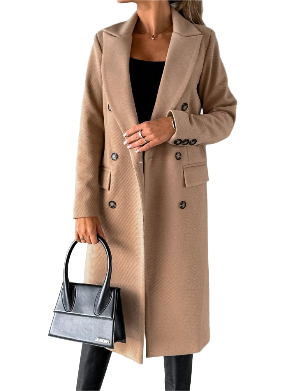 Women’s Trench Coat – Tailored Fit – Wool Blend – Double-Breasted – Knee Length