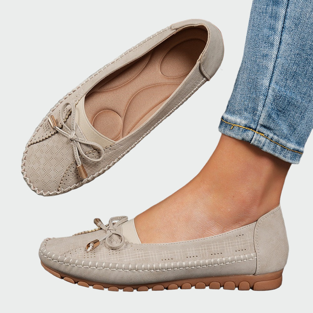 Alexandria | Beige Orthopaedic Leather Moccasins UK