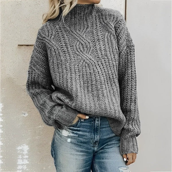 Women's Sweater – Oversized Fit – Wool Blend – Cable Knit – Drop Shoulder Comfort