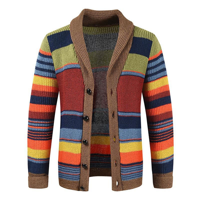 Men's Colourblock Lapel Sweater Jacket 02918584X | Last day 80% off!