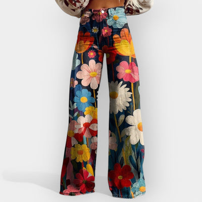 Taylor | Floral Extravagant Flare Wide-Leg Trousers