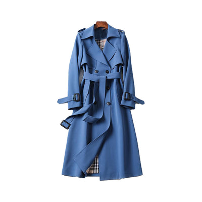 Women's Double Button Trench Coat - Classic Outerwear