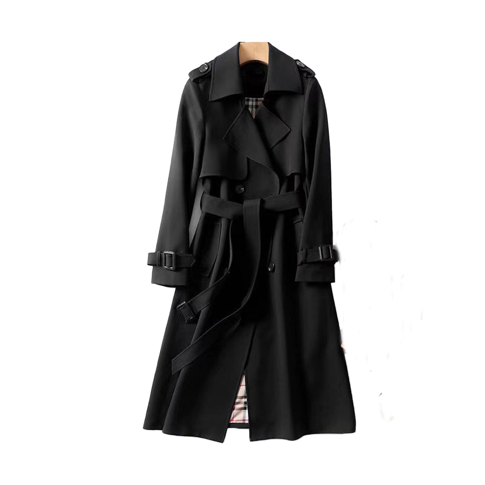 Women's Double Button Trench Coat - Classic Outerwear