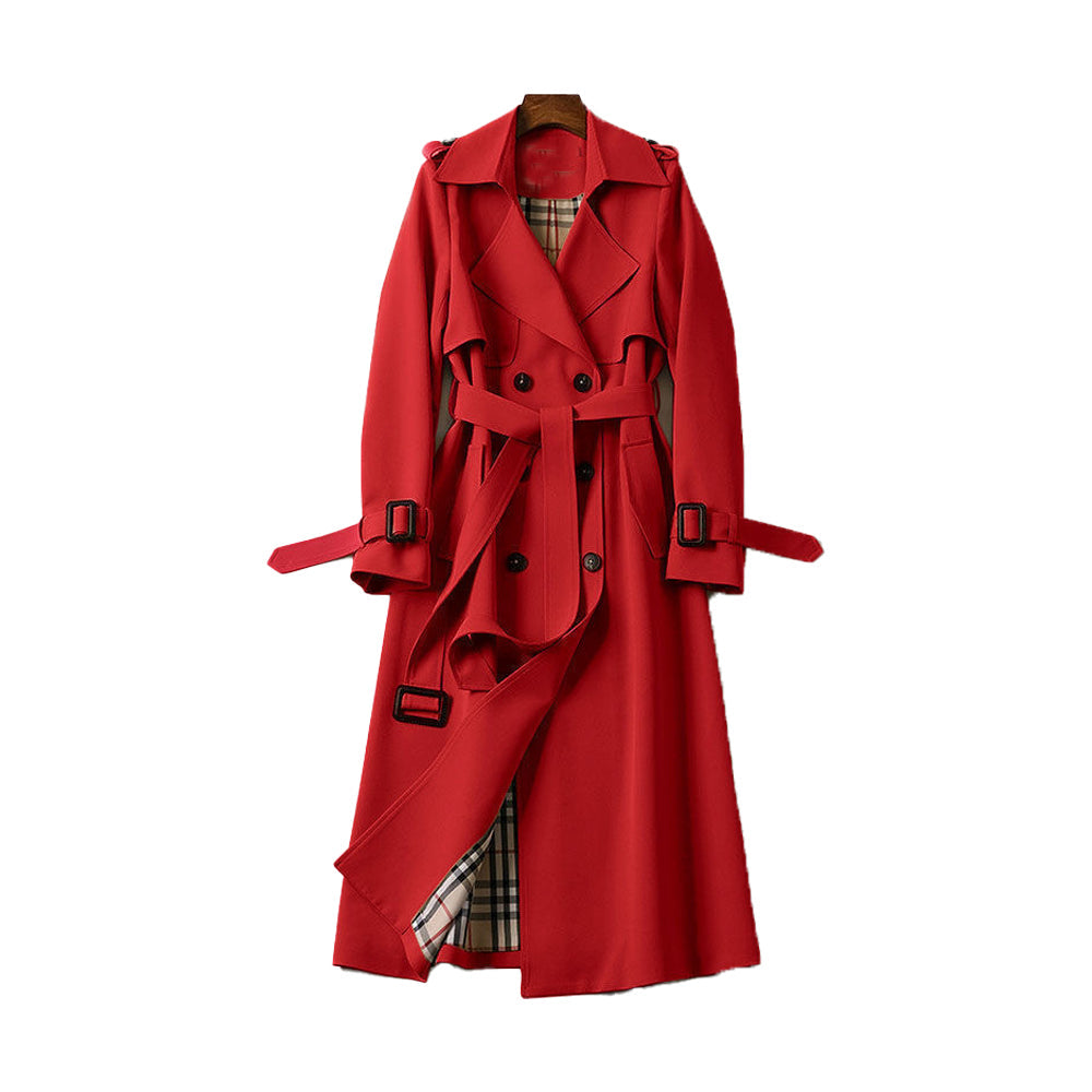 Women's Double Button Trench Coat - Classic Outerwear