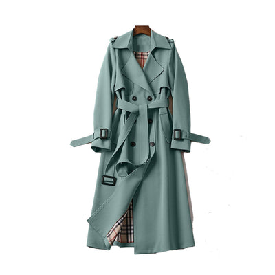 Women's Double Button Trench Coat - Classic Outerwear