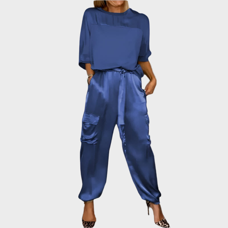 Taylor Pembroke | Satin Ensemble With Cargo Trousers