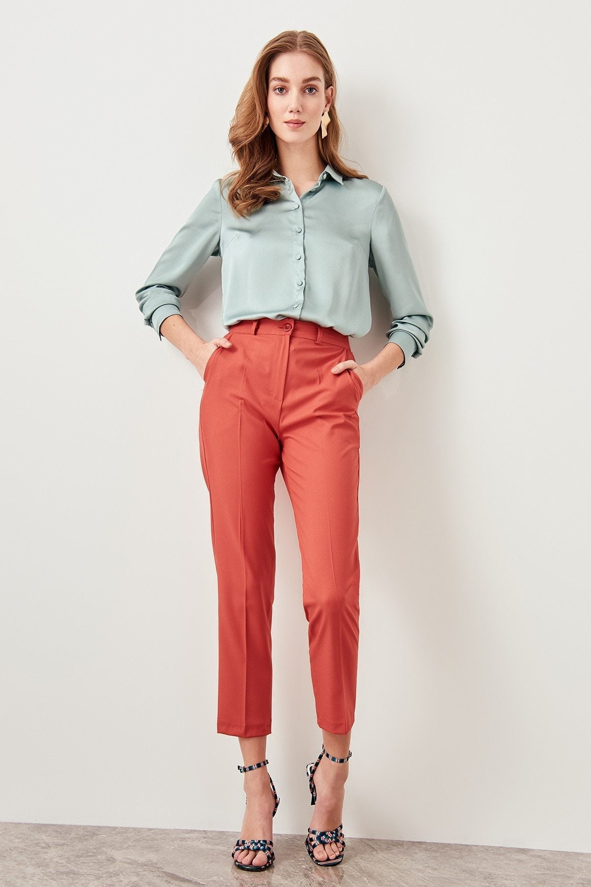 Women's High-Waisted Trousers – Slim Fit – Ankle Length – Tailored Workwear