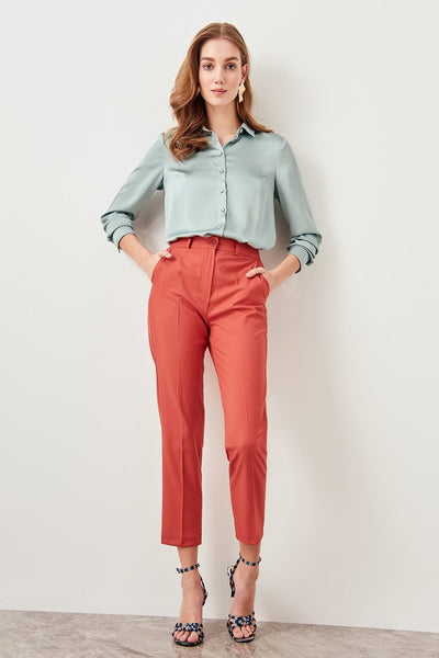 Women's High-Waisted Trousers – Slim Fit – Ankle Length – Tailored Workwear