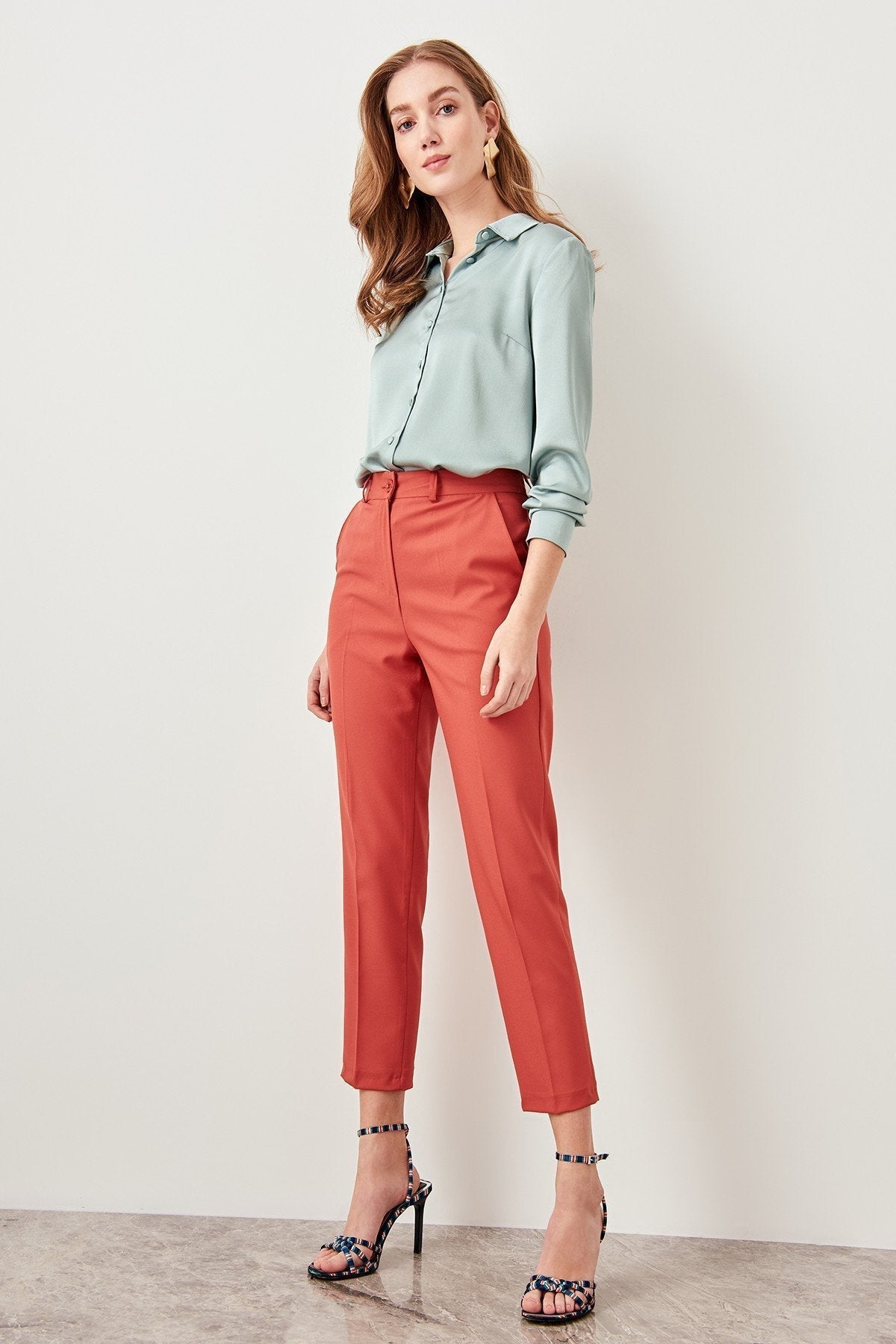 Women's High-Waisted Trousers – Slim Fit – Ankle Length – Tailored Workwear